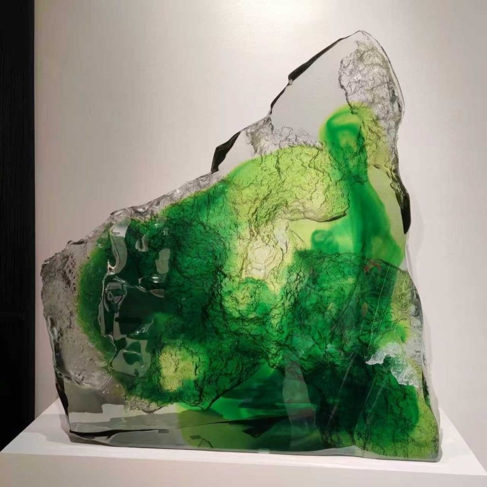 流晶 山石 翡翠绿