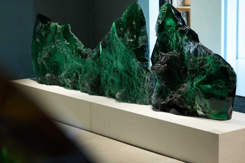流晶 山石 翡翠绿