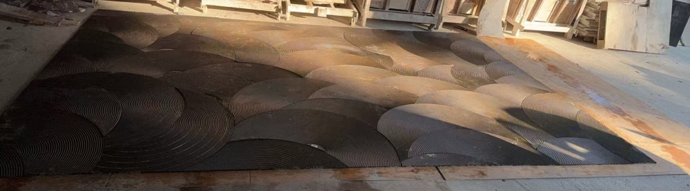 黑京石扇形拉丝拼画