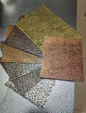手工锤纹敲打铜板