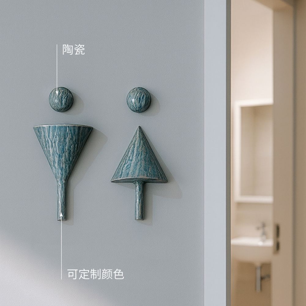 陶瓷厕所门口标识牌餐厅民宿酒店公共卫生间墙面门口指示牌男女洗手间中式奶茶店标识牌商场卫生间提示牌定制