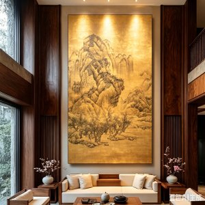 金箔漆画宋式风格挂画
