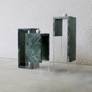 云中翡翠奢石花架 ▏亚克力悬浮落地置物架意式极简别墅玄关雕塑边几