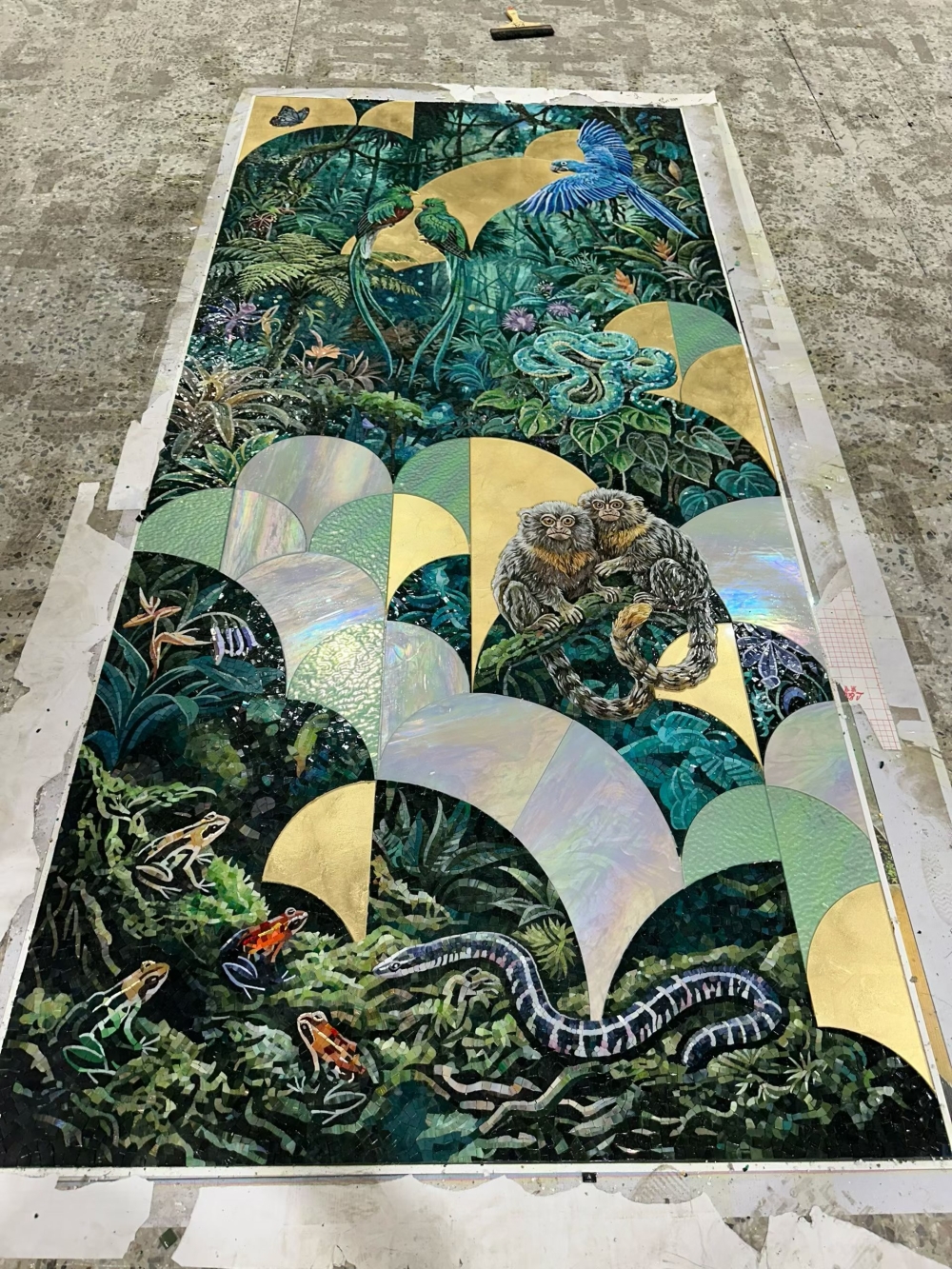雨林珍禽马赛克剪画