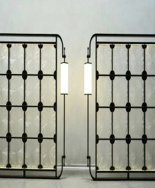 流光扇影艺术玻璃屏风