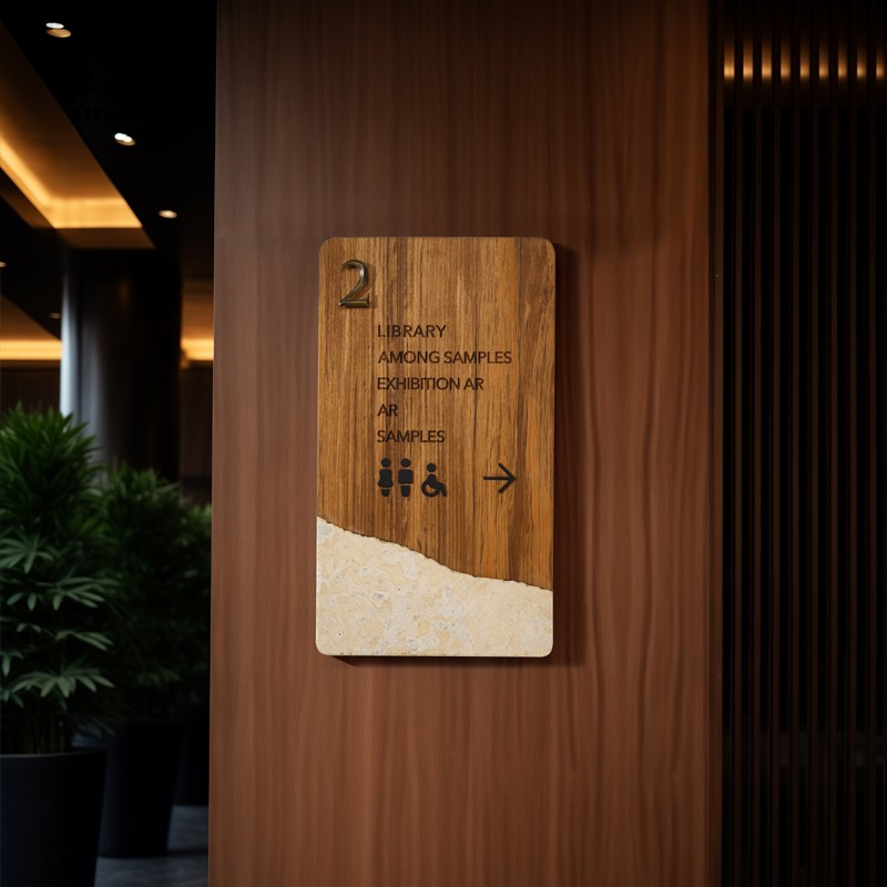 楼层导视牌指示牌高档商场酒店民宿商场电梯口索引牌标识牌指向引路牌石头房号指引牌实木创意个性新中式