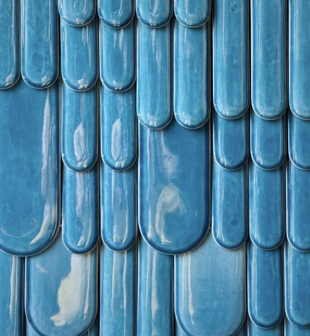 孔雀蓝鱼鳞手工砖