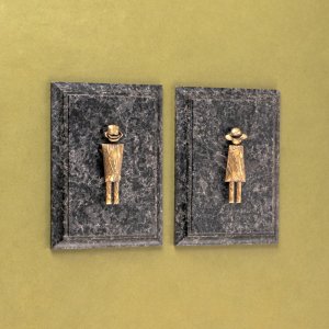 个性高档天然石黄铜标识牌洗手间门牌厕所wc男女logo挂牌公共卫生间导视指引指示牌民宿酒店餐厅标识牌设计